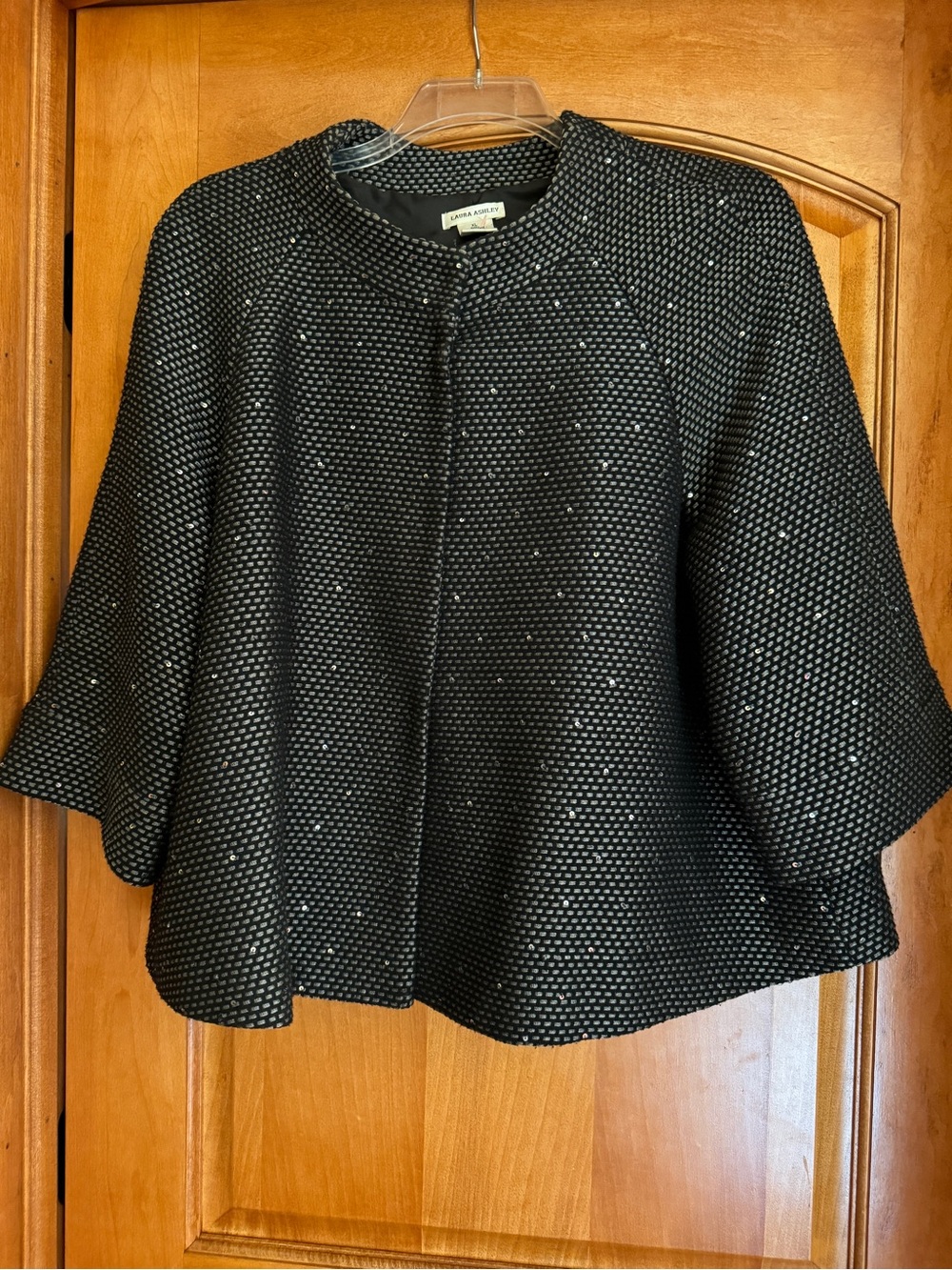 Laura Ashley Black Textured Cape Jacket